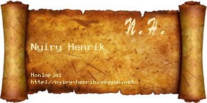 Nyiry Henrik névjegykártya